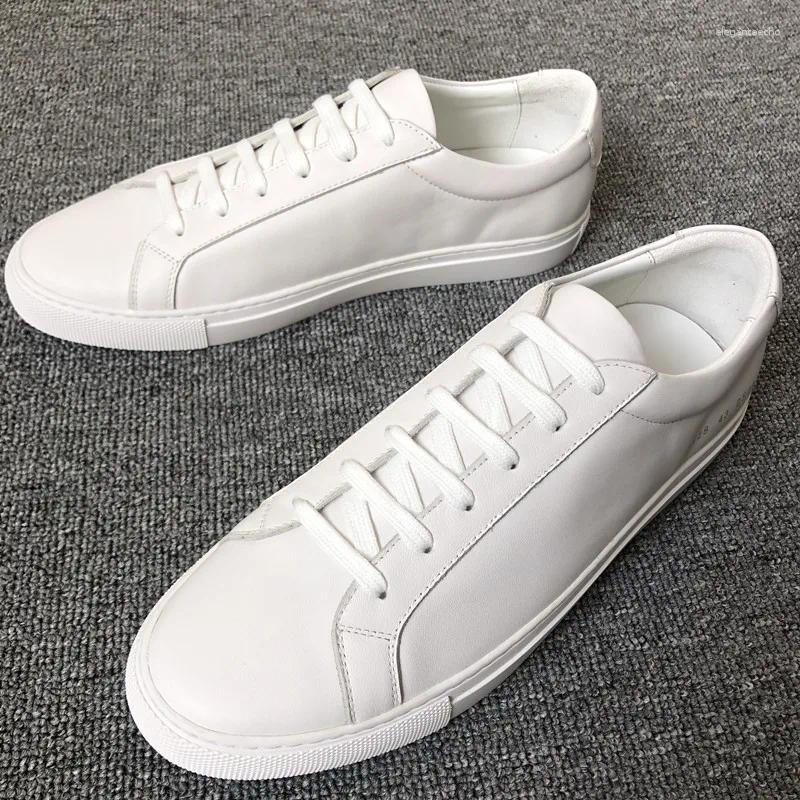 Casual Shoes Classic White Men Genuine Leather Unisex Flat Couple Running Sneakers Chunky Women Real