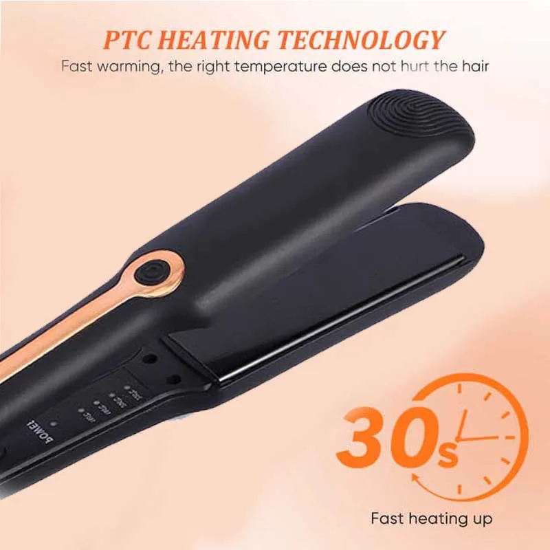 Hair Straightener Fast Ptc Instant Heating Ceramic Plate Flat Iron Adjustable Temperature 2 In 1 Straight Curler Styling Tool