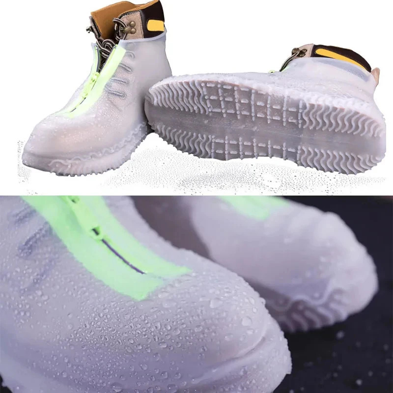 Fashion slide shoe covers for men and women with button closure PVC Galoshes waterproof and non slip shoe covers for womens rain boots 240614