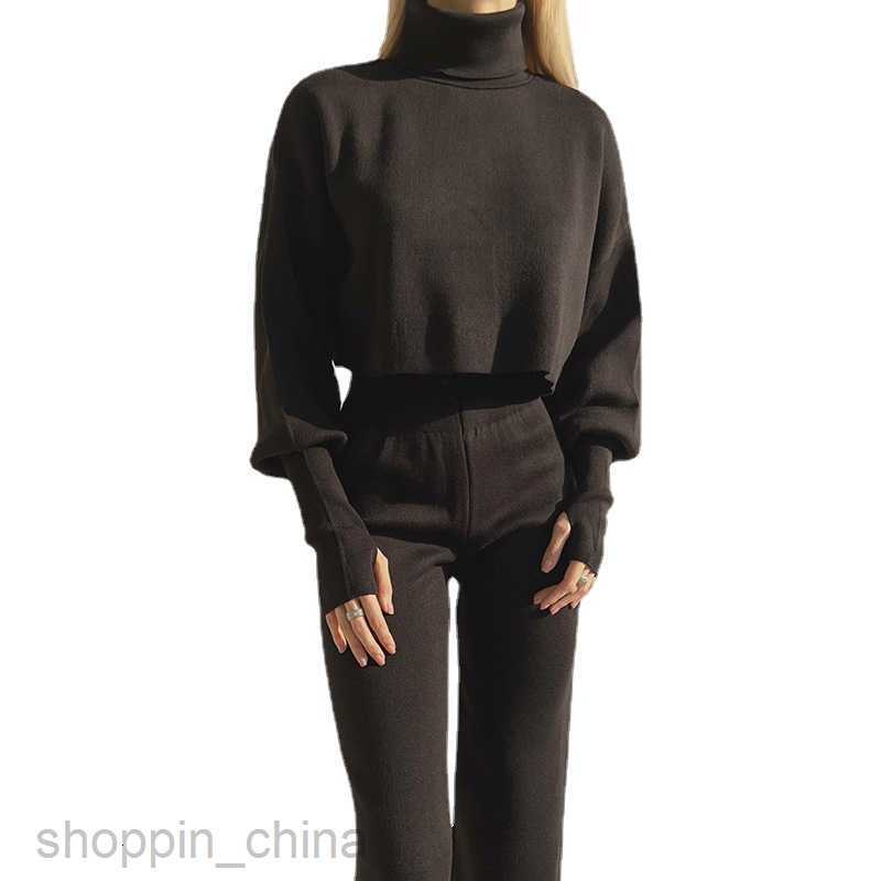 Women's Tracksuits Autumn/Winter New Women's High Neck Loose Long sleeved Top Women's Leisure Fashion Set Sets