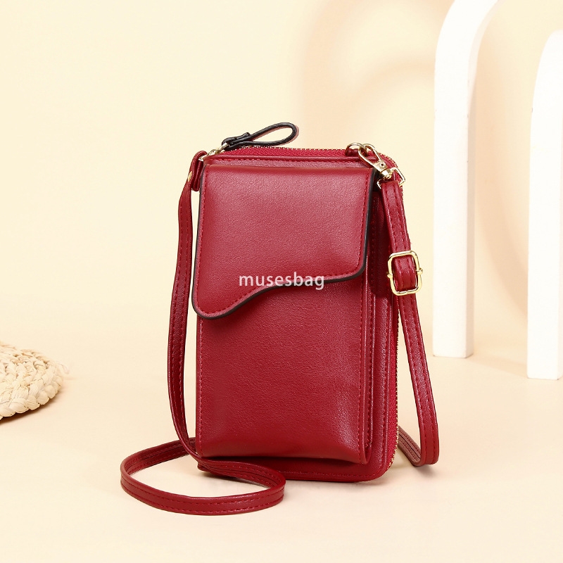 Designer Women's High Quality Fashionable and Simple Single Shoulder Crossbody Bag with Large Capacity Multi function Long Wallet Solid Color Pho