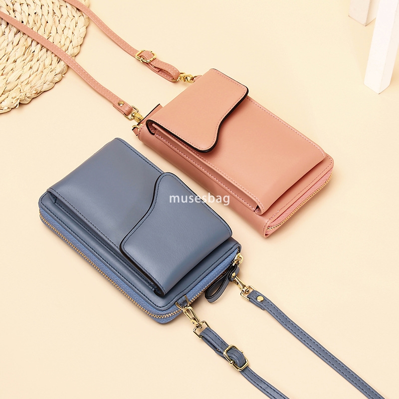 Designer Women's High Quality Fashionable and Simple Single Shoulder Crossbody Bag with Large Capacity Multi function Long Wallet Solid Color Pho
