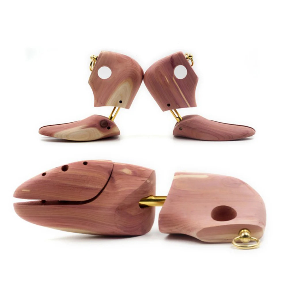 1 pair of red cedar wood adjustable shoe shaped mens shoe tree stretching brackets used for mens boot expander equipment 240615