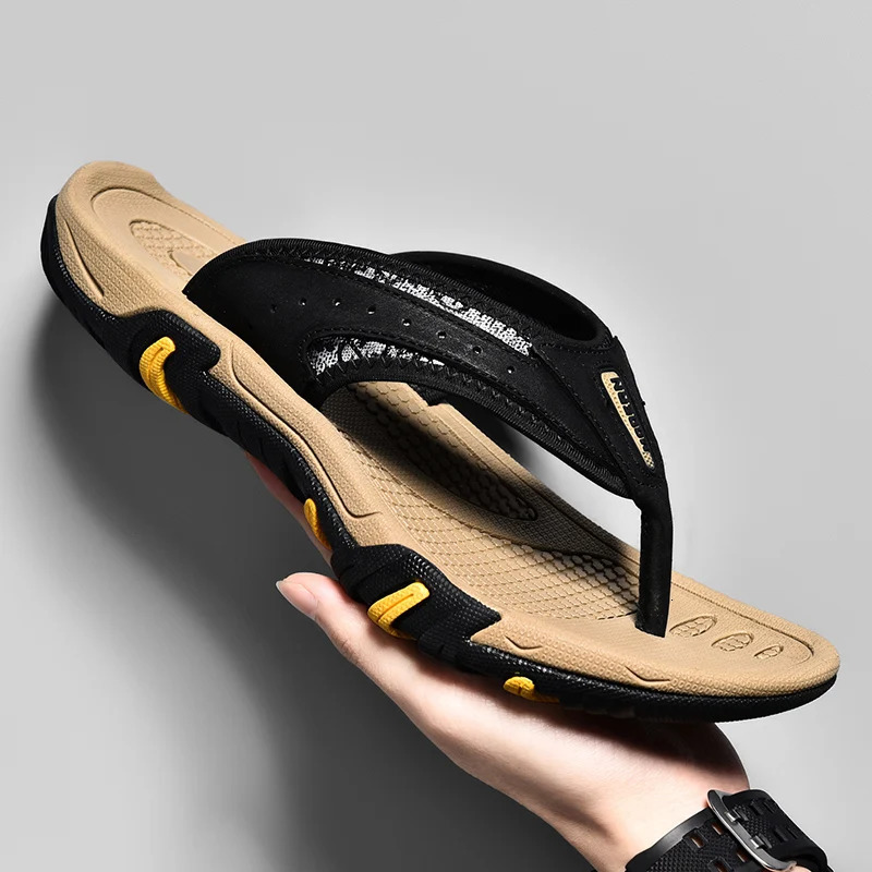 Mens casual summer flip high-quality anti slip and fashionable mens breathable sandals outdoor soft and lightweight slider size 38-45 240615