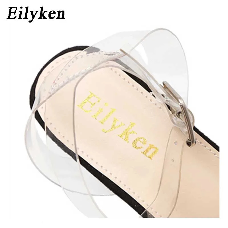 Eilyken PVC Jelly Sandals Women Crystal Open Toed Transparent Square Heel Slippers Zapatos 240615