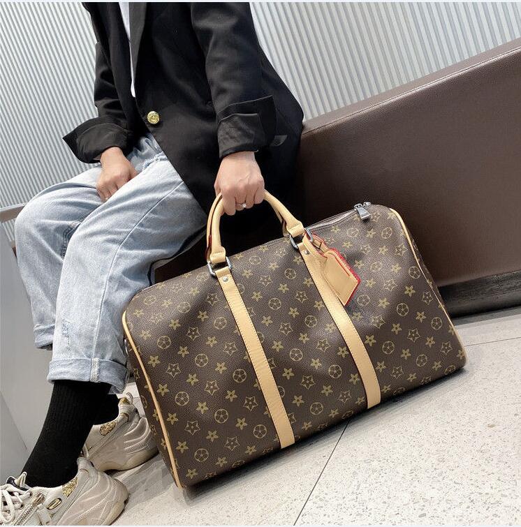designer duffle bag man women 50cm fashion travel bag Large capacity handbag Classic printed coated canvas leather travel bag boarding bag duffel handbag men
