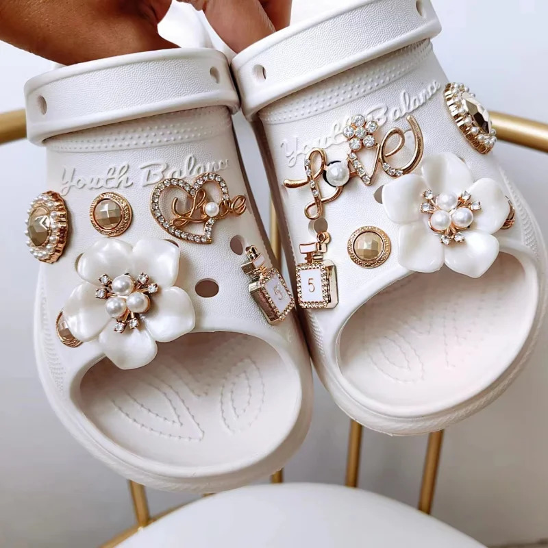 5Pc-30Pc/set creative jewelry plastic metal pearl material garden shoe decoration used for backpack charm parties 240615