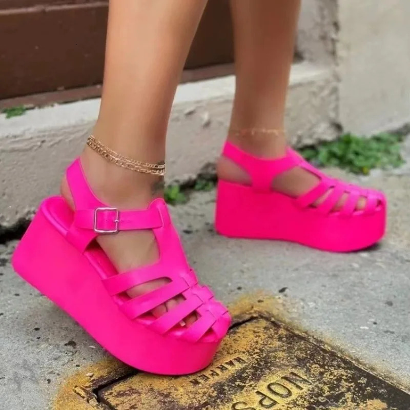 Women Sandals Wedge High Heels 2024 Summer Elegant Shoes House Home Platform Soft Bottom Plu Size Sandals 240615