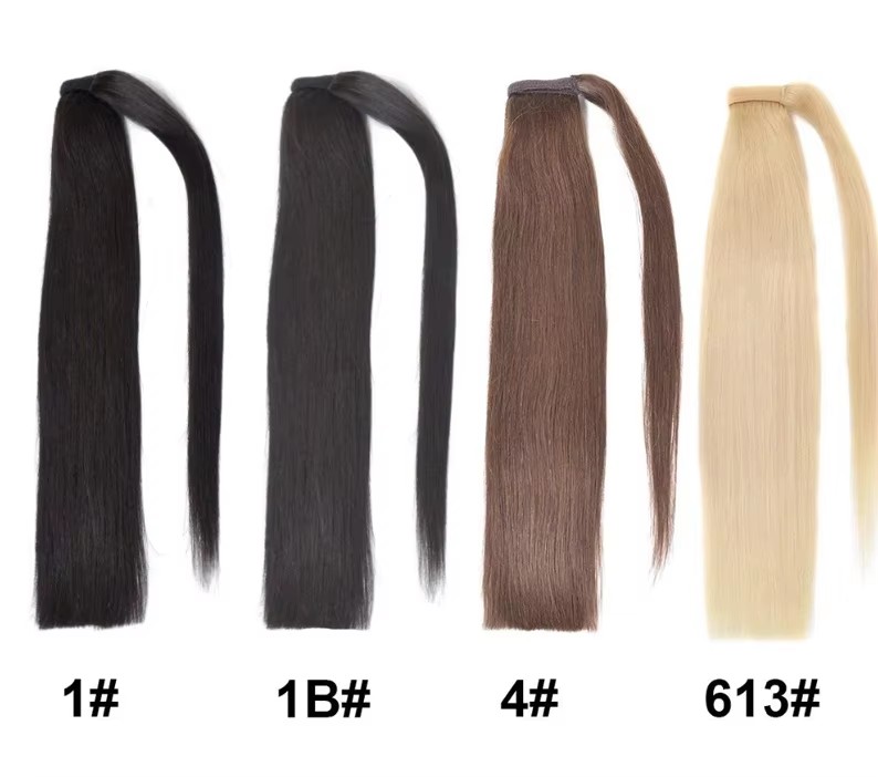 Brown Straight Ponytail hairpiece Human Hair Wrap Around Ponytail 100% Real Brazilian Remy Human Hair Ponytail Extensions 120g