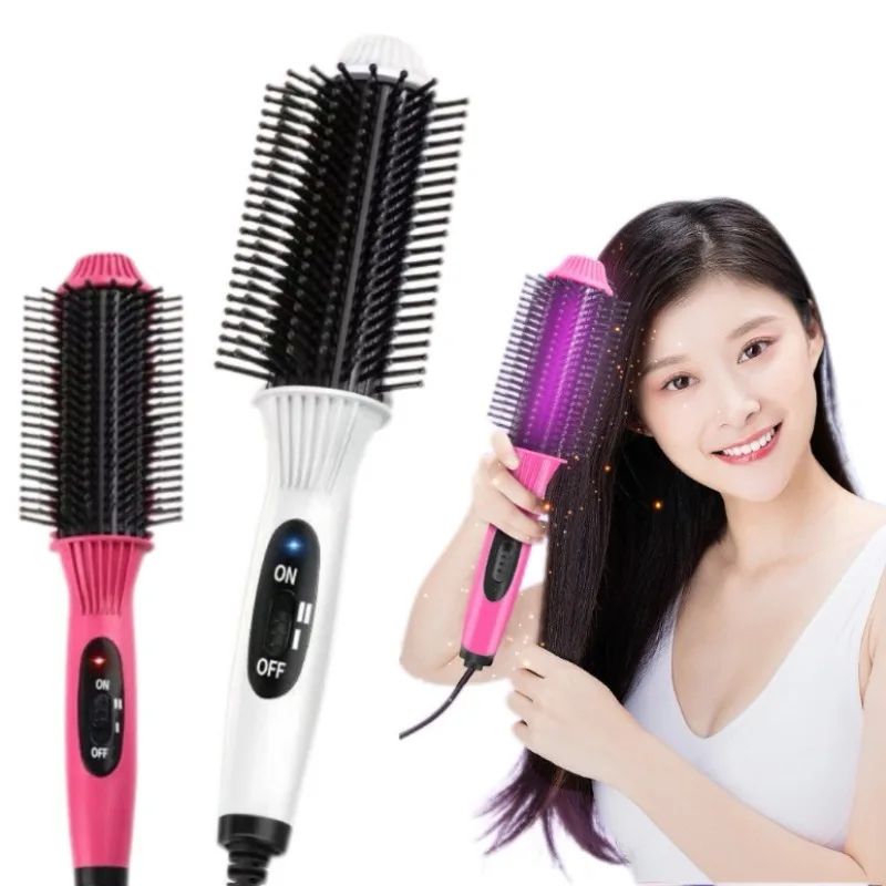 2in1 Electric Straightener Multifunctional Hair Curler Adjustable Temperature Electric Heating Comb Professional Styling Tools