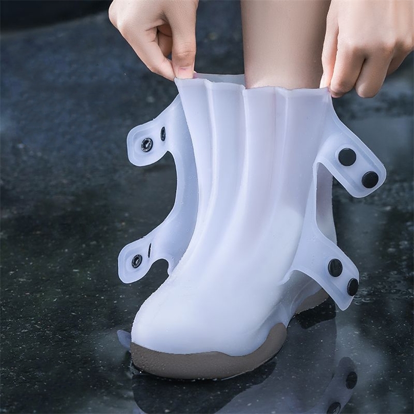 transparent waterproof shoe cover with buttons reusable for men thick rain shoe cover white shoe protector 240615