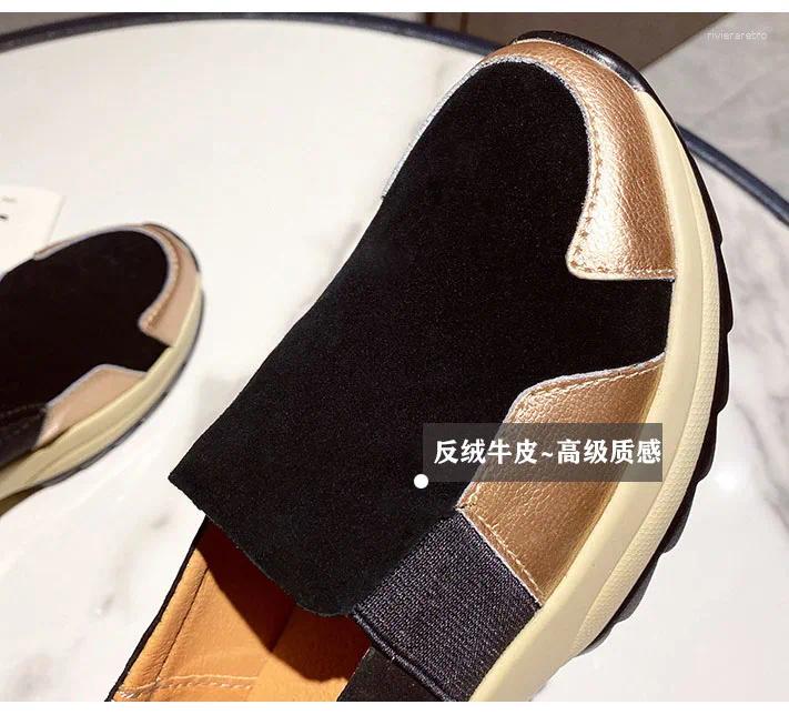 Casual Shoes Spring Autumn Woman Genuine Leather Women's Loafers Slip On Ladies Shoe Square Toe Moccasins Flats Female Sneakers