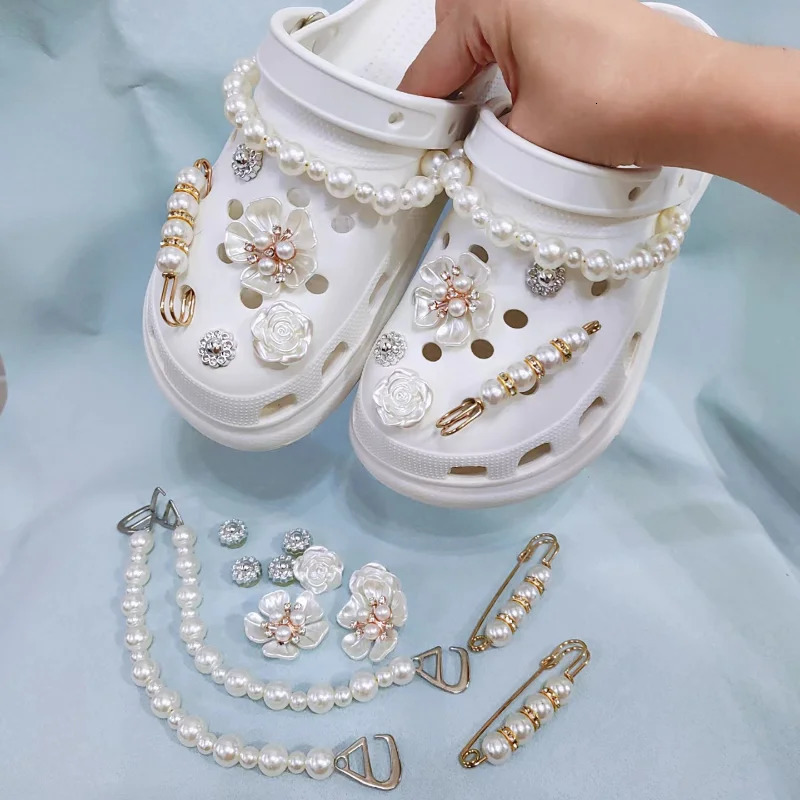 5Pc-30Pc/set creative jewelry plastic metal pearl material garden shoe decoration used for backpack charm parties 240615