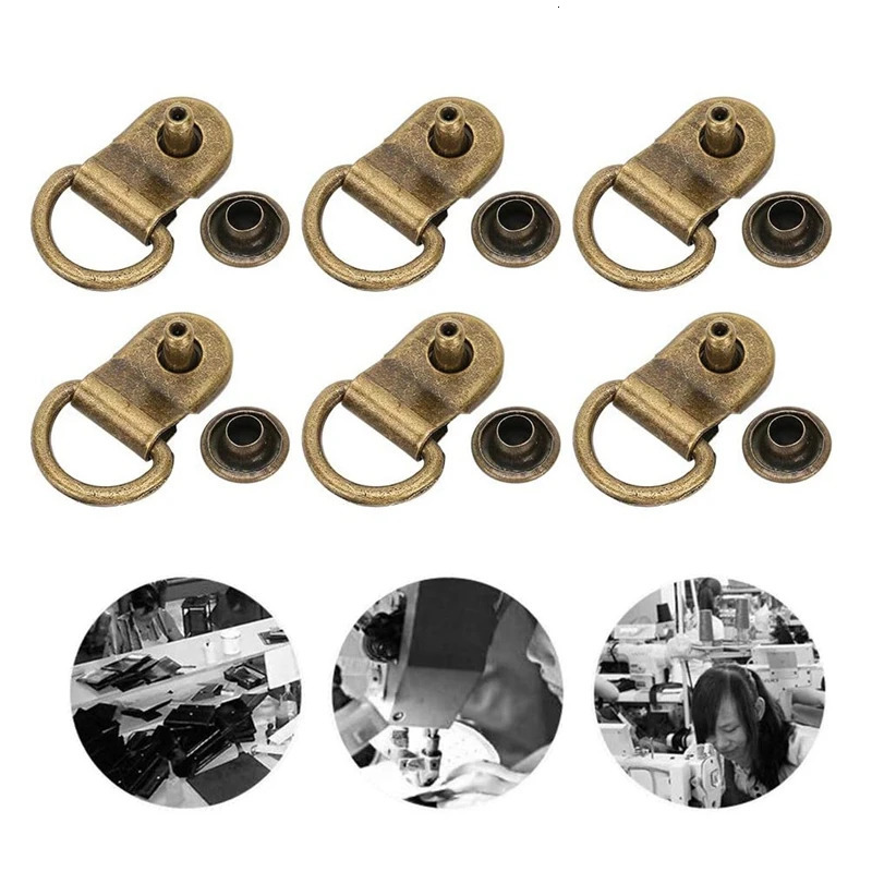 100 sets of 9X14mm bronze shoe hooks hiking shoe hooks shoelace hooks D-ring buckles brass shoe leather bags DIY rivet tools 240615