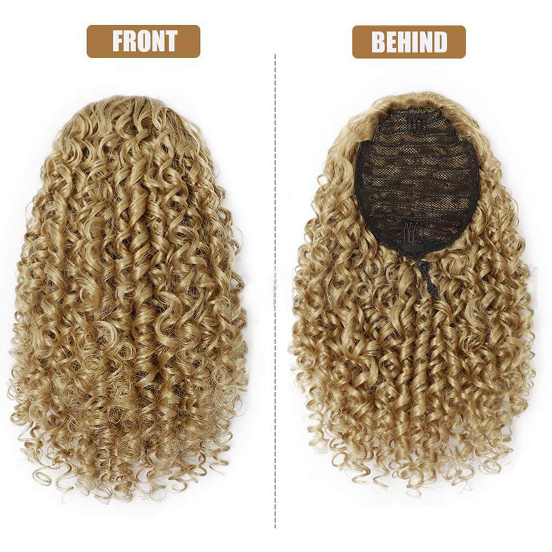 Synthetic Hair Ponytails Curly High Temperature Fiber 1B/30 1B/27 Blonde Color 14inch Ponytail 1B/Grey