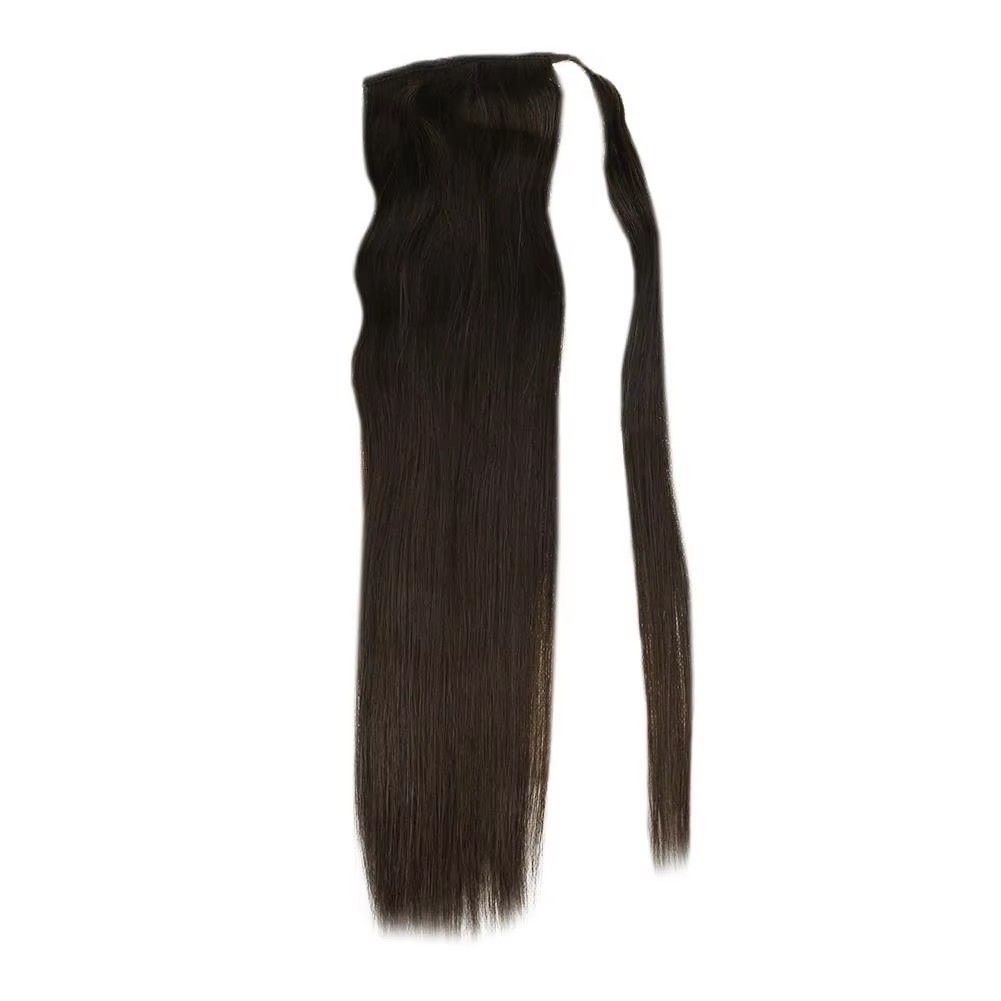 Brown Straight Ponytail hairpiece Human Hair Wrap Around Ponytail 100% Real Brazilian Remy Human Hair Ponytail Extensions 120g