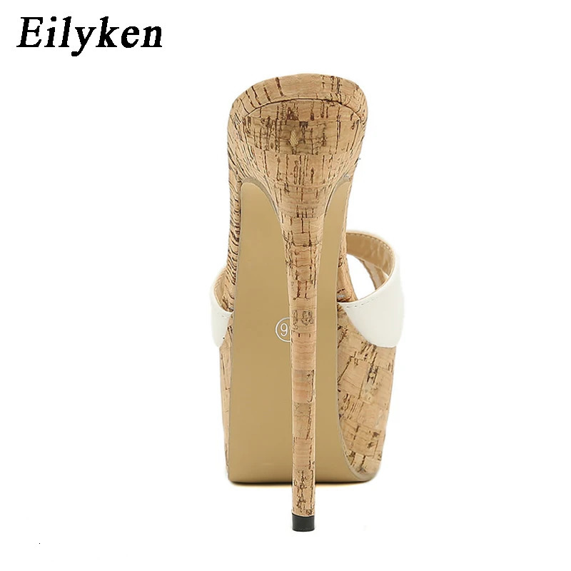 Eilyken Sexy Super High Heels Slippers Sandals Women PU Leather Party Shoes Fashion Platform Peep Toe Slip On Mules 240615