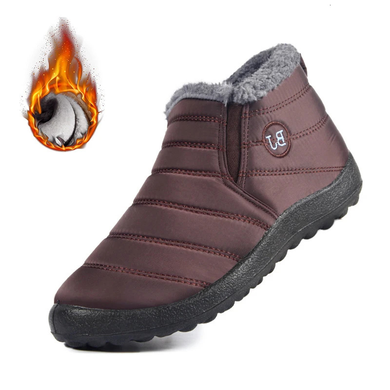 Womens Winter Lightweight Winter Boots Womens Winter Boots Winter Shoes Ankle Botas Mujer Black Couple Waterproof Snow Fur Leather Boots 240614