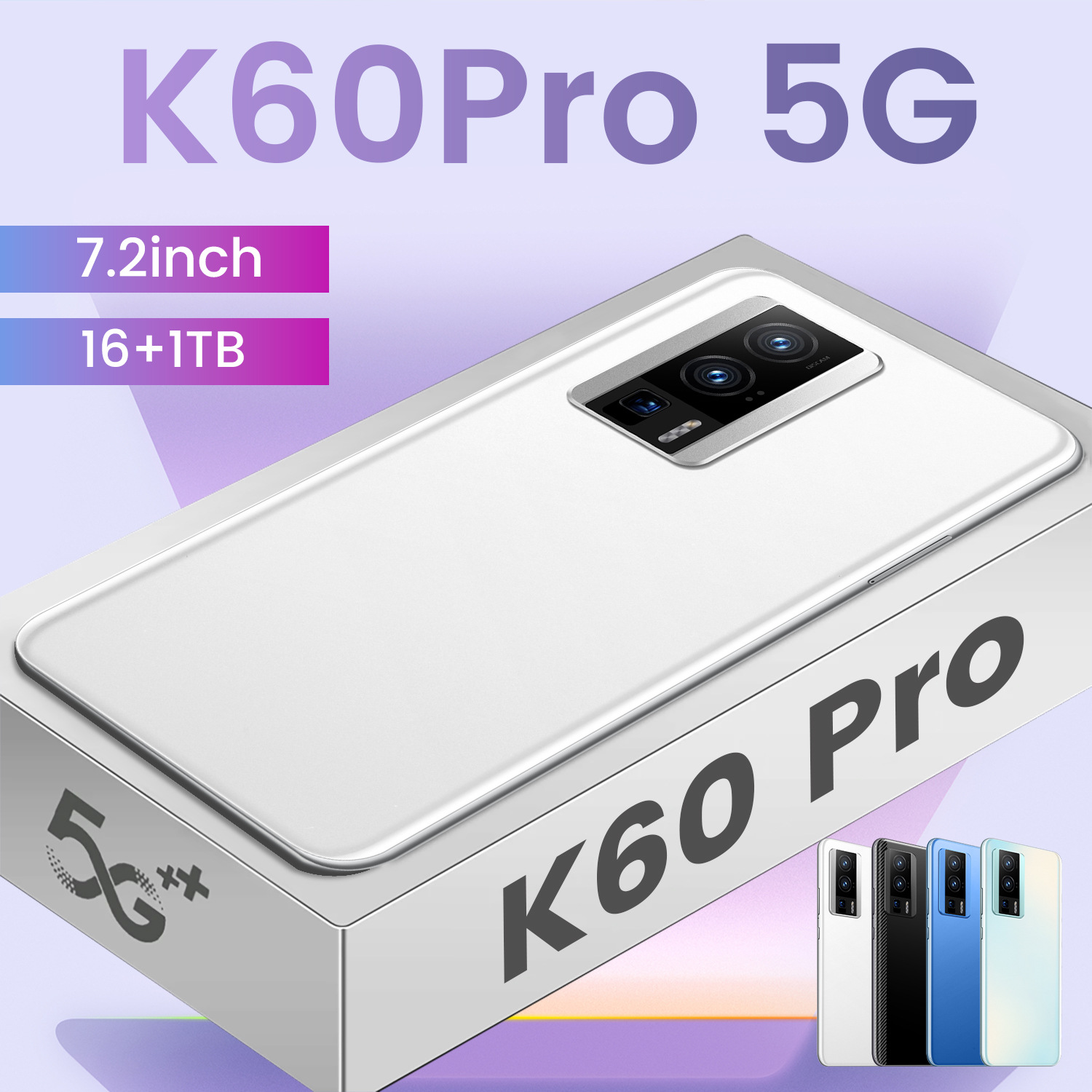 new k60pro crossborder mobile phone 3 64gb real 4g 7 2 inch large screen android 10 foreign trade