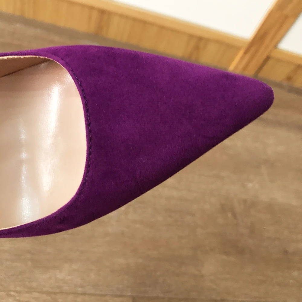Veowalk Deep Purple Women Flock Fabric Pointed Toe Elegant Stiletto Pumps Classic High Heel Shoes 8cm 10cm 12cm Color Customize 240615