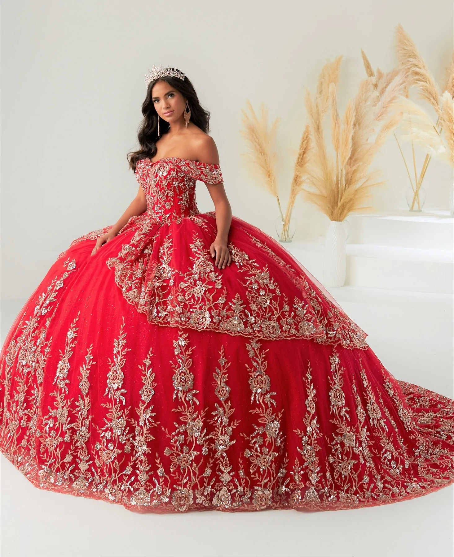 Sparkly Mexican Quinceanera Dresses Ball Gown Off The Shoulder Appliques Puffy Charro Sweet 16 Dresses 15 Anos