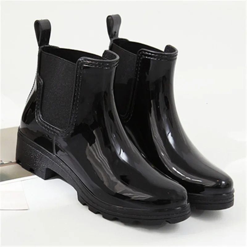 Womens rain boots rubber ankle boots womens waterproof and non slip womens casual rain boots black red blue Chelsea boots 240614