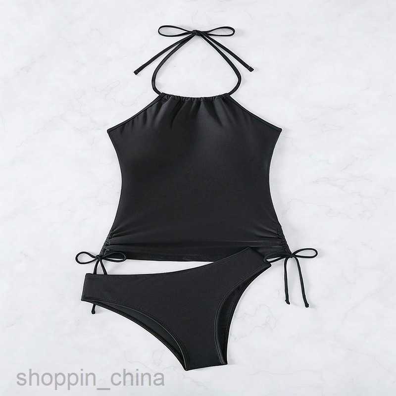 Women's Sexy Swimwear Huludao Swimsuit New Drawstring Neck Split Swimsuit female High end Beach Sexy Bikini