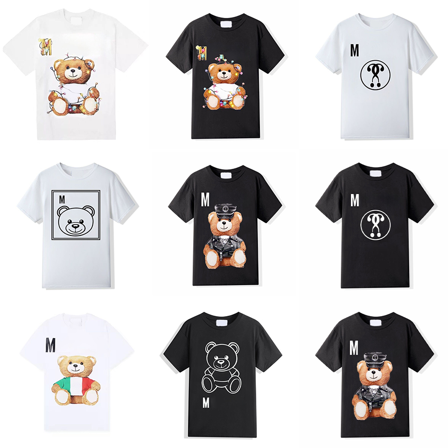 Sunmmer Womens Designers T Shirts Tshirts cartoon bear Letter flocking three-dimensional Printing Short Sleeve Lady Tees embroidery Casual Clothes Tops 4XL 5XL