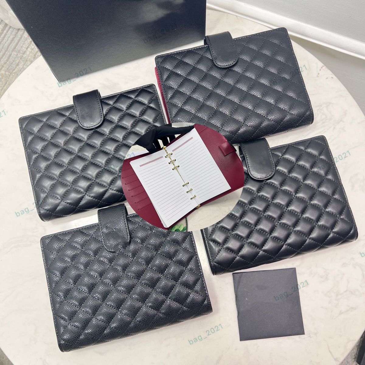 Caviar Leather Designer Agenda Hl Notebook Credit Carte Holder Boîte Boîte Grande Petite lettre de motivation Portefeuille Femme Ferm L'époque Re