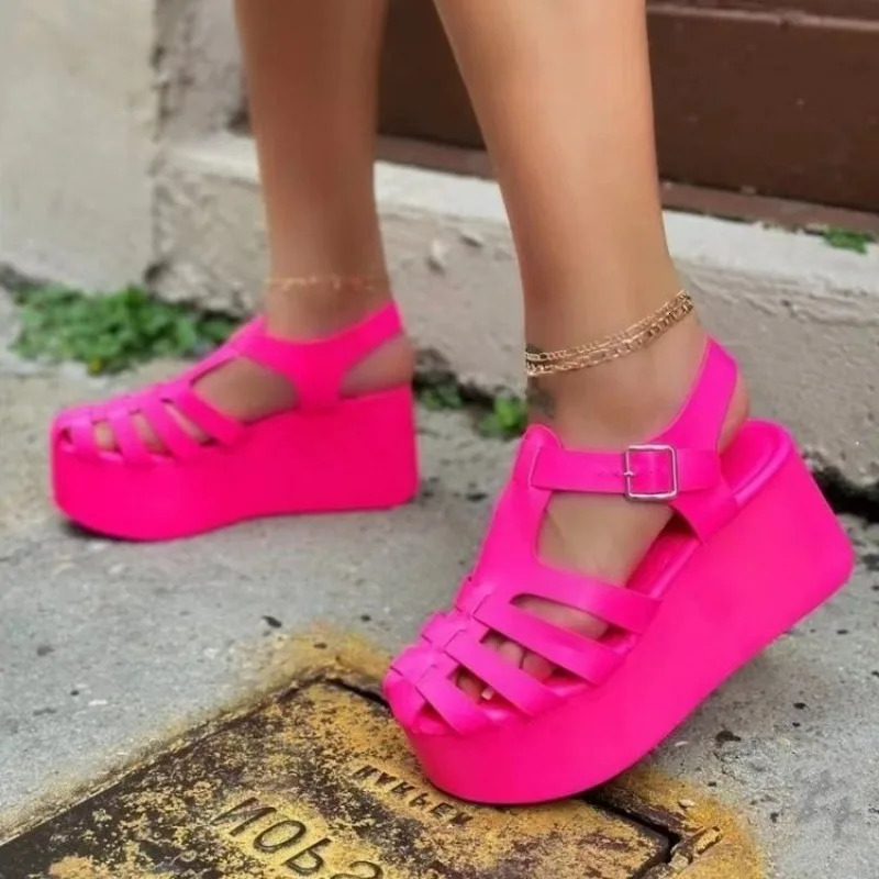 Women Sandals Wedge High Heels 2024 Summer Elegant Shoes House Home Platform Soft Bottom Plu Size Sandals 240615