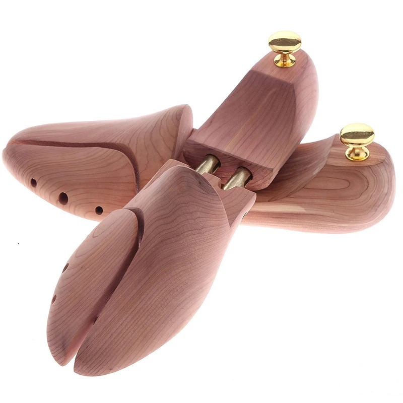 Double tube red cedar adjustable shoe shaped mens shoe tree 240615