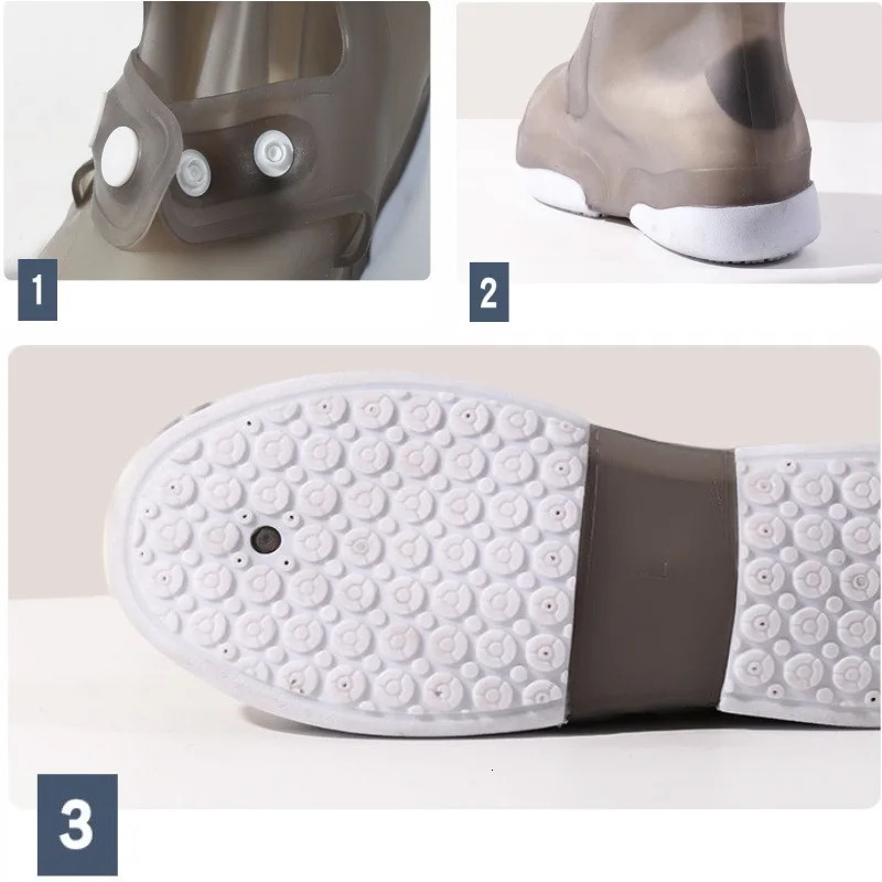 transparent waterproof shoe cover with buttons reusable for men thick rain shoe cover white shoe protector 240615