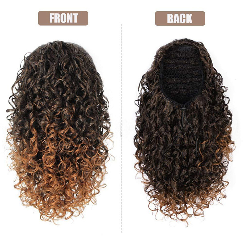 Synthetic Hair Ponytails Curly High Temperature Fiber 1B/30 1B/27 Blonde Color 14inch Ponytail 1B/Grey