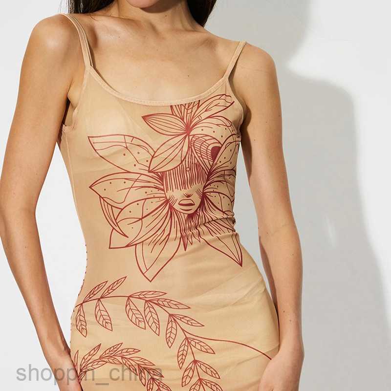 2024 Summer New Strap Printed Sexy Party Women's Sleeveless Dress PG3080