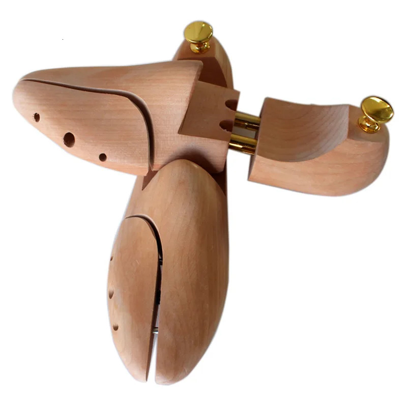 1 pair of wooden adjustable shoe trees suitable for men women springs solid shoe supports metal knobs shoe tree shapes and shoe stretching molding mac
