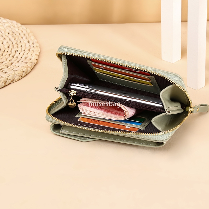 High quality women's designer temperament wallet, PU leather long mobile phone bag fashionable casual practical multi-functional diagonal cross t