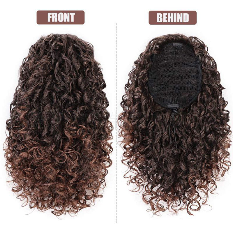 Synthetic Hair Ponytails Curly High Temperature Fiber 1B/30 1B/27 Blonde Color 14inch Ponytail 1B/Grey