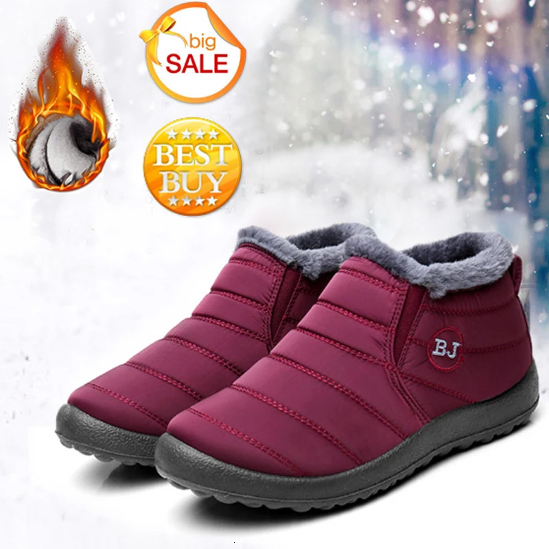 Womens Winter Lightweight Winter Boots Womens Winter Boots Winter Shoes Ankle Botas Mujer Black Couple Waterproof Snow Fur Leather Boots 240614