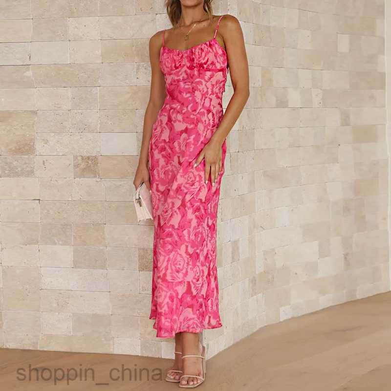 Basic Casual Women Dresses Sexy Bohemian style luxury print strap long sleeveless dress PG2586