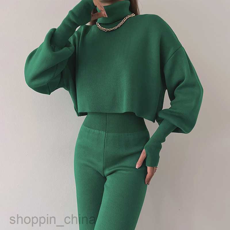 Women's Tracksuits Autumn/Winter New Women's High Neck Loose Long sleeved Top Women's Leisure Fashion Set Sets