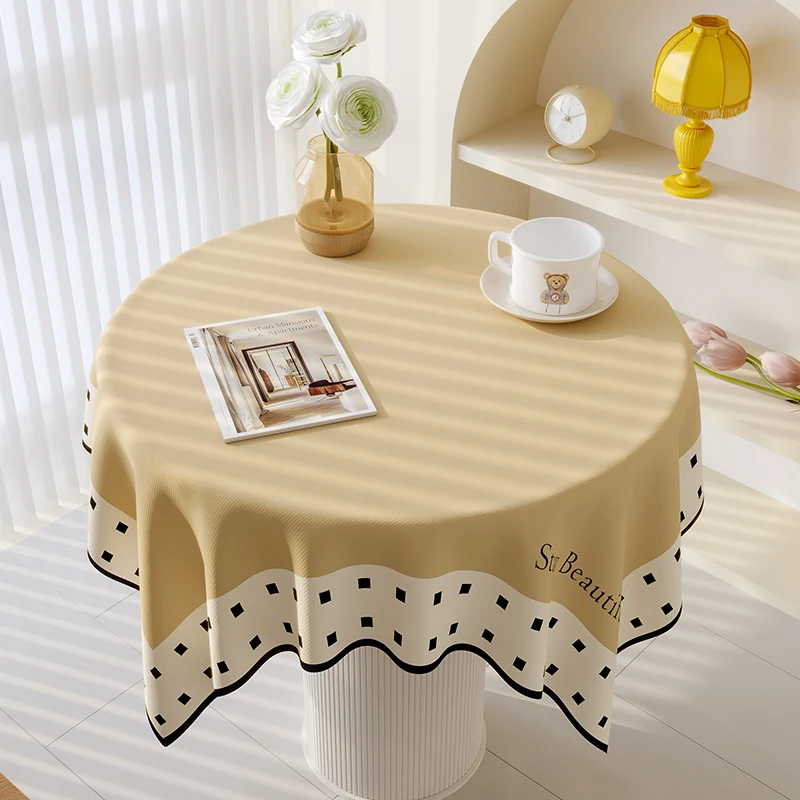 Solid Color Simple Modern Plush Round Coffee Table Cloth, Dining Table Cover EE5W01