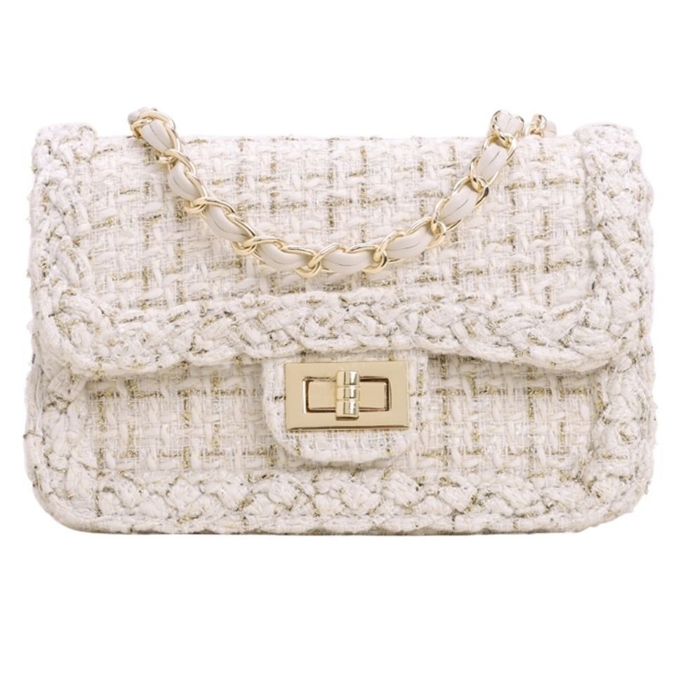 High end new women's underarm bag small fragrant style woolen chain bag niche high-end and fashionable single shoulder crossbody small square bag