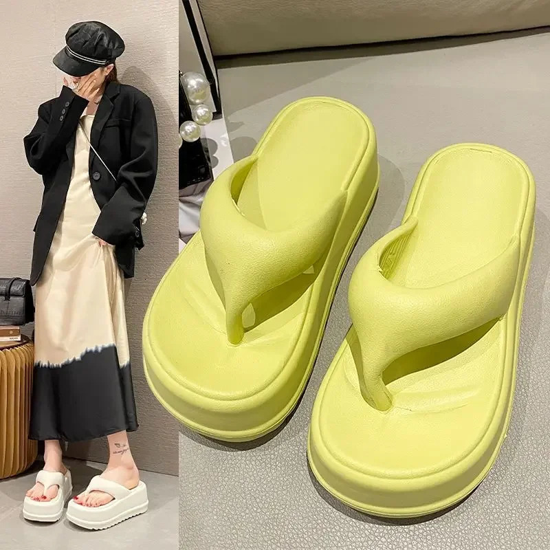 Womens Flip Flops Summer In Platform Slippers EVA Casual Beach Slides Woman Comfort Female Flipflop Heeled Sandals 240615