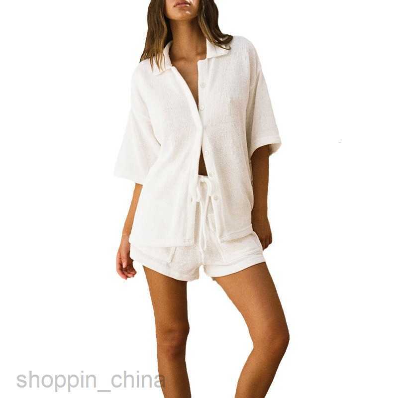 Women's Tracksuits New Casual Short sleeved Polo Neck Shirt Shorts Solid Color Sports Girls Two Piece Set Sets