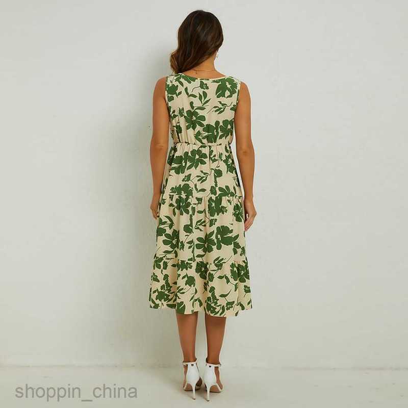 Basic Casual Women Dresses Summer floral print temperament casual sleeveless long dress for women JR2514