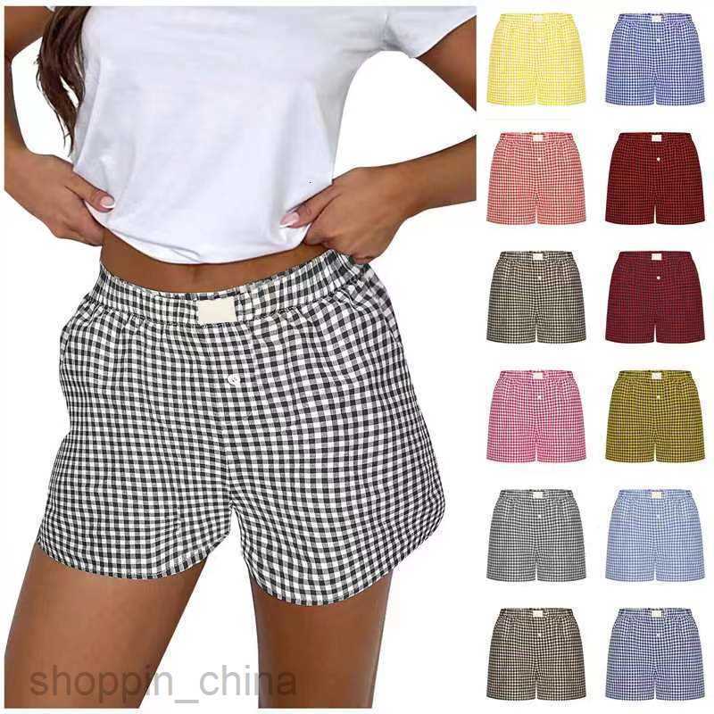 Women's Shorts Summer New Women's Casual Comfortable High Waist Loose Wide Leg Checkered Shorts