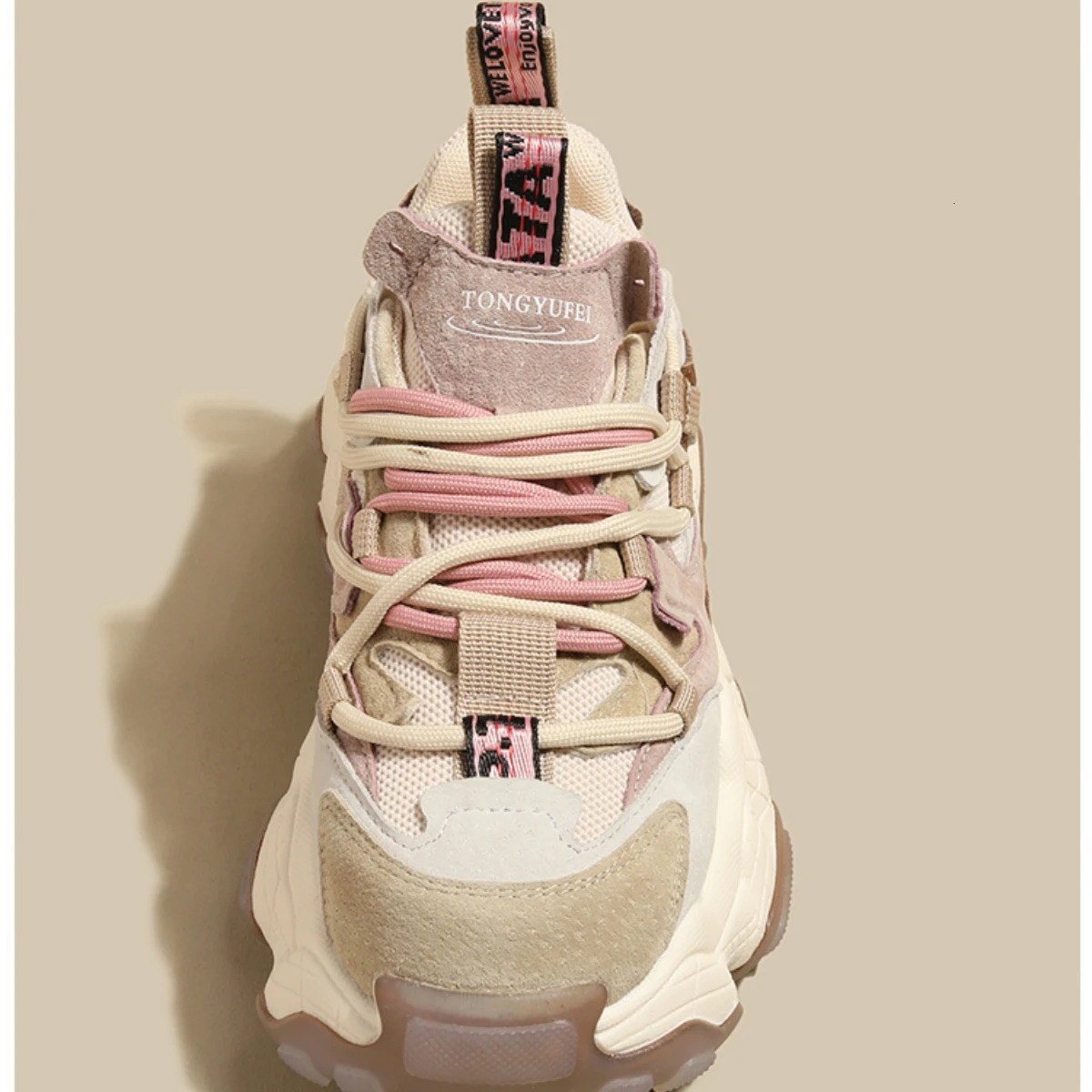 Fashionable womens soft sole lace up casual shoes thick sole running shoes comfortable non slip lightweight womens sports shoes 240614