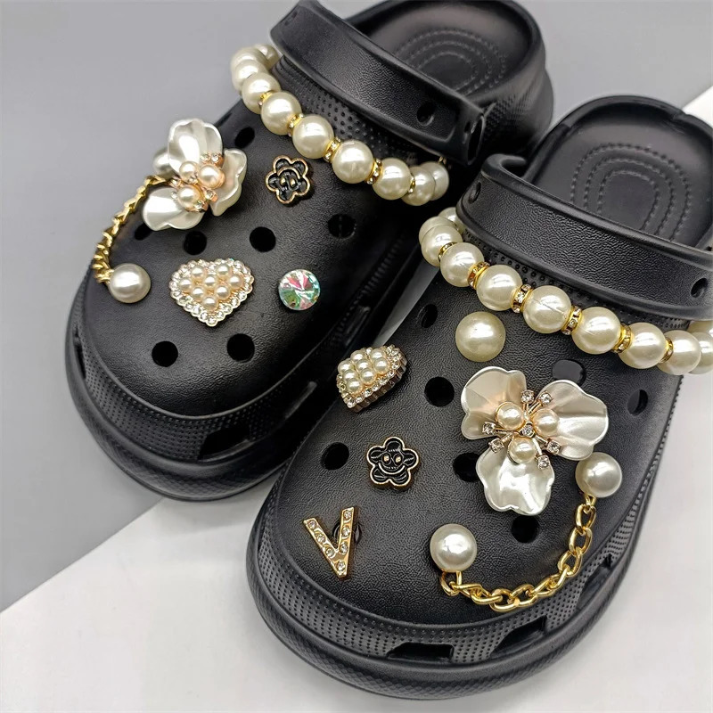 5Pc-30Pc/set creative jewelry plastic metal pearl material garden shoe decoration used for backpack charm parties 240615