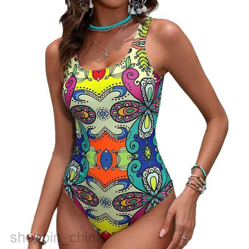Women's Sexy Swimwear New Printed One Piece Swimming Suit for female High end Feeling,= Covering Meat and Slimming Bikini Hot Spring Swimming Sui