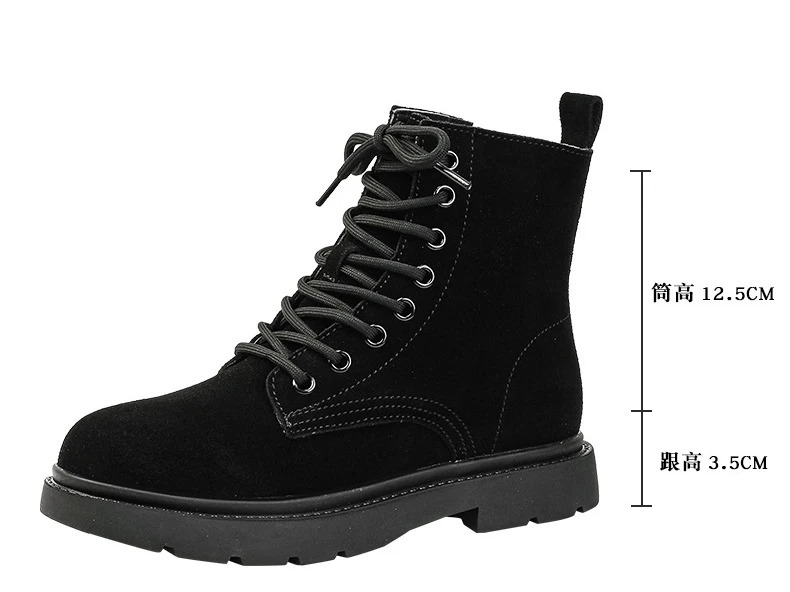 Womens Ankle Cow suede English lace square heel circular toe fur snow boots AD2873 240614